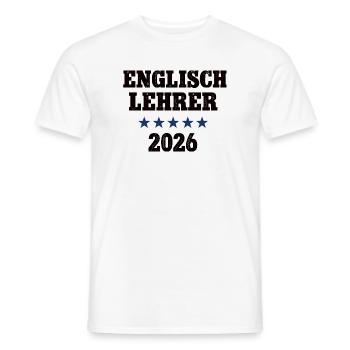 Professeur d’anglais 2026 École d’anglais - T-shirt homme - blanc - Devant - AI Model Male 178 dark (178cm)