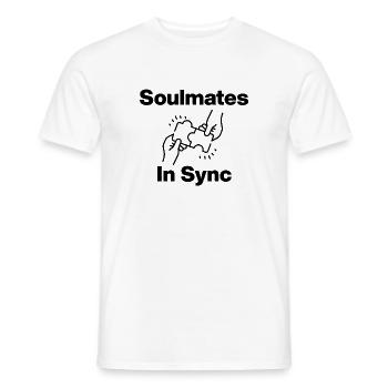 Âmes sœurs en synchronisation – Parfaite correspondance, Seelenverwandt - T-shirt homme - blanc - Devant - AI Model Male 178 dark (178cm)