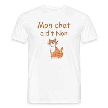 Mon chat a dit Non - sourire félin - T-shirt homme - blanc - Devant - AI Model Male 178 dark (178cm)