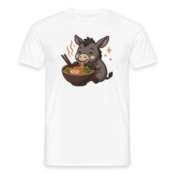 Donkey with noodles ramen kawaii donkey - Men's T-Shirt - white - Front - AI Model Male 178 dark (178cm)