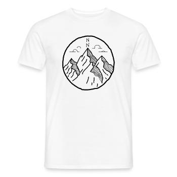 Mountains Outdoor Motif as Drawing - Men's T-Shirt - white - Front - AI Model Male 178 dark (178cm)