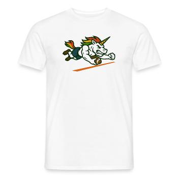 Einhorn-Fußball-Maskottchen-Design Power Runner - Männer T-Shirt - Weiß - Vorne - AI Model Male 178 dark (178cm)