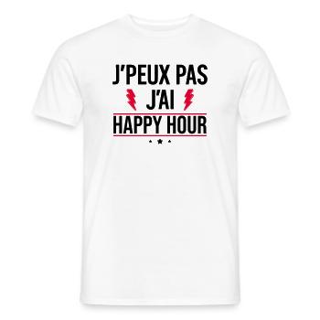 J’peux pas j’ai happy hour Humour Apéro - T-shirt homme - blanc - Devant - AI Model Male 178 dark (178cm)