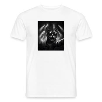 Katze Musik Heavy Metal Katzen Geschenkidee Lustig - Männer T-Shirt - Weiß - Vorne - AI Model Male 178 dark (178cm)