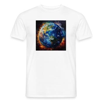 Erde im kosmischen Feuer - Männer T-Shirt - Weiß - Vorne - AI Model Male 178 dark (178cm)