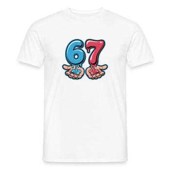 67 - T-shirt Funny Six Seven - T-shirt homme - blanc - Devant - AI Model Male 178 dark (178cm)