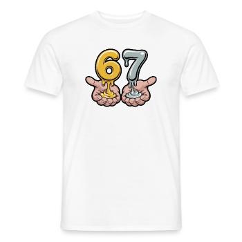 67 - T-shirt Funny Six Seven - T-shirt homme - blanc - Devant - AI Model Male 178 dark (178cm)