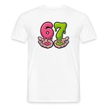 67 - T-shirt Funny Six Seven - T-shirt homme - blanc - Devant - AI Model Male 178 dark (178cm)