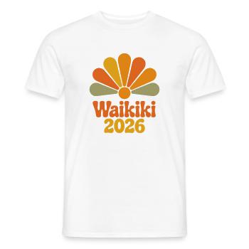 Waikiki 2026 Rétro Bloom - T-shirt homme - blanc - Devant - AI Model Male 178 dark (178cm)