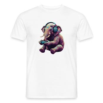 Jeux d’éléphants Jeux vidéo d’animaux Éléphant drôle - T-shirt homme - blanc - Devant - AI Model Male 178 dark (178cm)