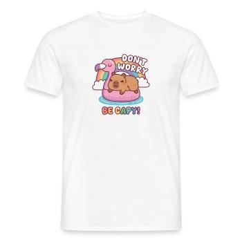 Süßes Capybara, entspann dich auf Flamingo, mach dir keine Sorgen, sei Capy. - Männer T-Shirt - Weiß - Vorne - AI Model Male 178 dark (178cm)