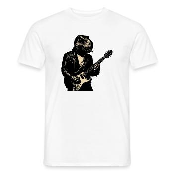 Tyranno Rocker Dino Guitarist - Men's T-Shirt - white - Front - AI Model Male 178 dark (178cm)