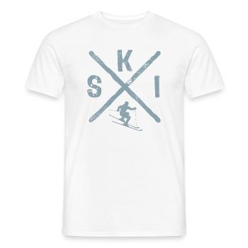 Ski, Après-Ski, Sports d’hiver, Forfaits ski - T-shirt homme - blanc - Devant - AI Model Male 178 dark (178cm)