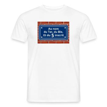 Rue du 5 mit Inschrift - Männer T-Shirt - Weiß - Vorne - AI Model Male 178 dark (178cm)