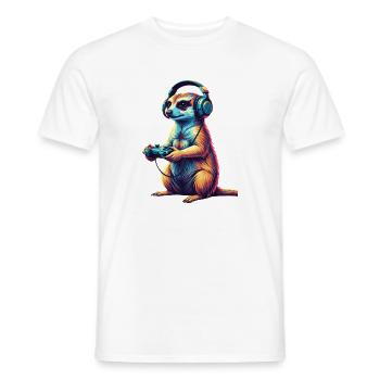 Jeux de suricates Jeux vidéo drôles d’animaux - T-shirt homme - blanc - Devant - AI Model Male 178 dark (178cm)