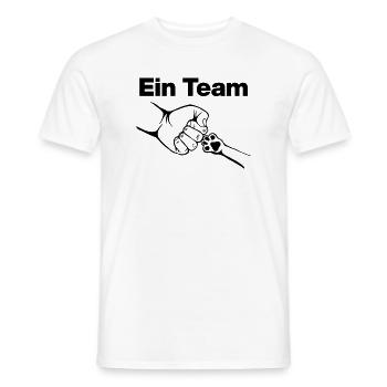 Ein Team – Mensch & Samtpfote, Katzenliebe, Katze - Männer T-Shirt - Weiß - Vorne - AI Model Male 178 dark (178cm)