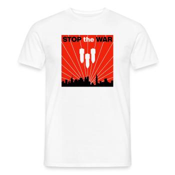 ARRÊTEZ LA GUERRE – Des villes au lieu de bombes, paix maintenant - T-shirt homme - blanc - Devant - AI Model Male 178 dark (178cm)