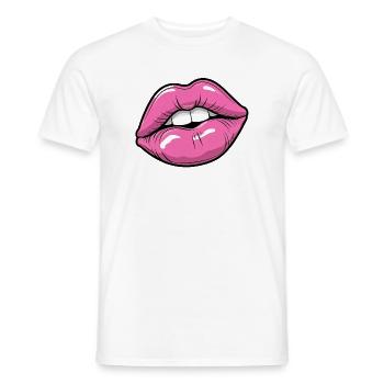Pop Art Lips in Pink Glow - Men's T-Shirt - white - Front - AI Model Male 178 dark (178cm)
