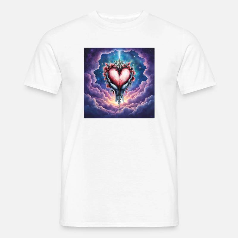 Ätherische Hände halten ein blumiges Herz - Männer T-Shirt - Weiß