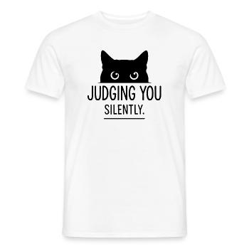 Humour félin, idée cadeau chat, animaux de compagnie drôles - T-shirt homme - blanc - Devant - AI Model Male 178 dark (178cm)