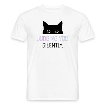 Humour félin, idée cadeau chat, animaux de compagnie drôles - T-shirt homme - blanc - Devant - AI Model Male 178 dark (178cm)