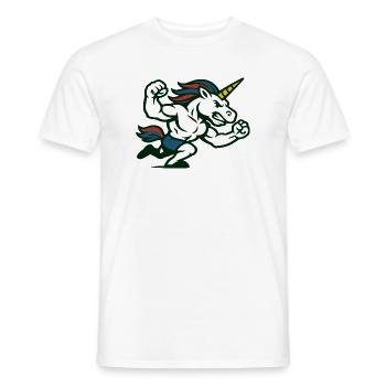 Power Unicorn Running Strong Fantasy Illustration - Men's T-Shirt - white - Front - AI Model Male 178 dark (178cm)