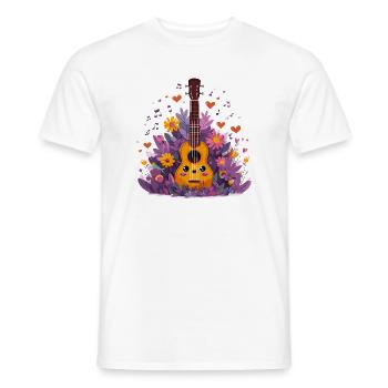 Combo Ukulélé Fleurissant - T-shirt homme - blanc - Devant - AI Model Male 178 dark (178cm)