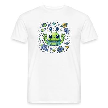 Galaktischer Alien Peacezeichen - Männer T-Shirt - Weiß - Vorne - AI Model Male 178 dark (178cm)