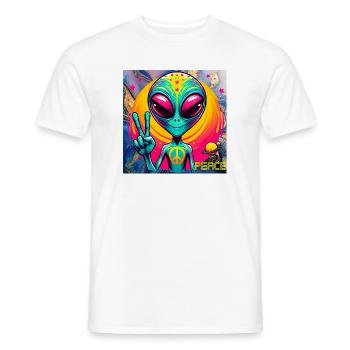 Trippy Alien - Men's T-Shirt - white - Front - AI Model Male 178 dark (178cm)