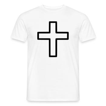 Dickes Kreuz Outline Comic Symbol - Männer T-Shirt - Weiß - Vorne - AI Model Male 178 dark (178cm)