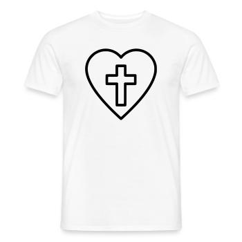 Heart with Cross Love Faith Vector - Men's T-Shirt - white - Front - AI Model Male 178 dark (178cm)