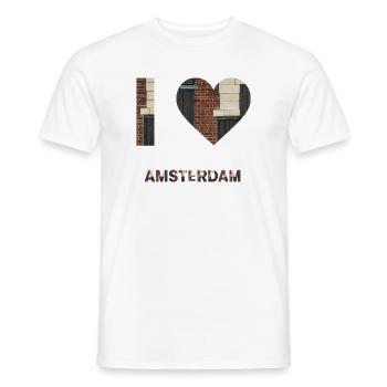 T-shirt emblème cœur en brique d’Amsterdam - T-shirt homme - blanc - Devant - AI Model Male 178 dark (178cm)