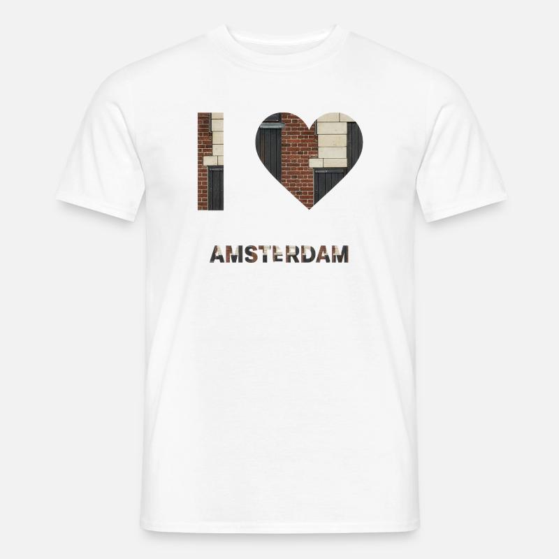 Amsterdam Brick Heart Emblem Tee - Männer T-Shirt - Weiß
