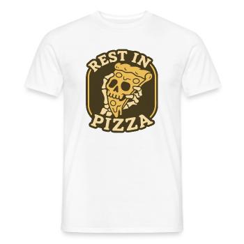 Rest In Pizza Skull Badge Funny Food Design - Men's T-Shirt - white - Front - AI Model Male 178 dark (178cm)