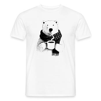 Coffee Polar Bear - Men's T-Shirt - white - Front - AI Model Male 178 dark (178cm)