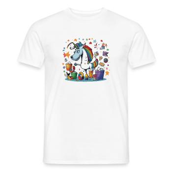 Chaos coloré de la fête licorne - T-shirt homme - blanc - Devant - AI Model Male 178 dark (178cm)