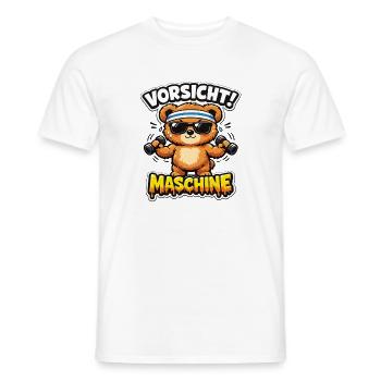 Vorsicht Maschine Bär mit Hanteln - Männer T-Shirt - Weiß - Vorne - AI Model Male 178 dark (178cm)