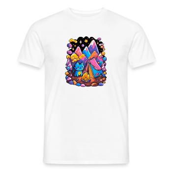 Magie du camping des chats des montagnes lumineuses - T-shirt homme - blanc - Devant - AI Model Male 178 dark (178cm)