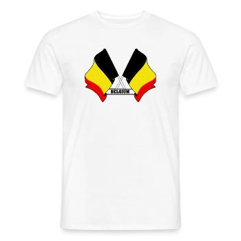 Drapeaux croisés de la Belgique - T-shirt homme - blanc - Devant - AI Model Male 178 dark (178cm)