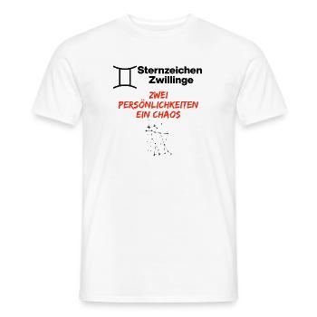 Édition Chaos Gémeaux du Zodiaque, anniversaire - T-shirt homme - blanc - Devant - AI Model Male 178 dark (178cm)