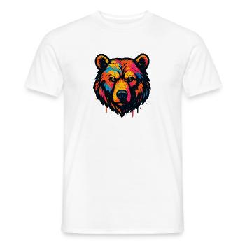 Colorful Bear Head Art Print - Men's T-Shirt - white - Front - AI Model Male 178 dark (178cm)