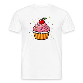 Bunter Cupcake mit Kirsche im Cartoon Stil - Männer T-Shirt - Weiß - Vorne - AI Model Male 178 dark (178cm)