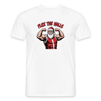 Flex The Halls Santa Gym Christmas Funny Workout - Men's T-Shirt - white - Front - AI Model Male 178 dark (178cm)