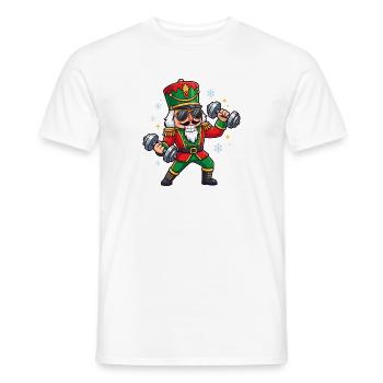 Christmas Nutcracker Weightlifting Funny Worko - Men's T-Shirt - white - Front - AI Model Male 178 dark (178cm)