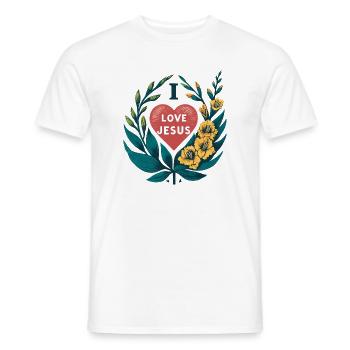 Liebe Jesus Herz Blumenkranz - Männer T-Shirt - Weiß - Vorne - AI Model Male 178 dark (178cm)