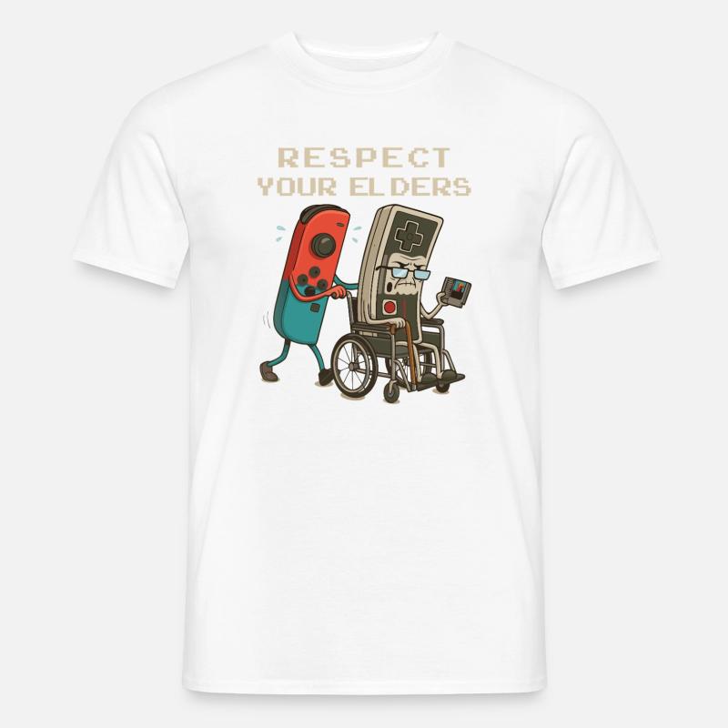 Respect Your Elders Funny Retro Gaming Controller - Men’s T-shirt - white