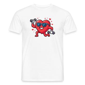 Entraînement amusant à la salle : lifting cardiaque vers V - T-shirt homme - blanc - Devant - AI Model Male 178 dark (178cm)