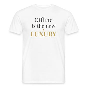 Offline is the New Luxury – Minimal Design - Men's T-Shirt - white - Front - AI Model Male 178 dark (178cm)