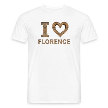 FLORENCE – Lettrage en pierre de la Renaissance - T-shirt homme - blanc - Devant - AI Model Male 178 dark (178cm)