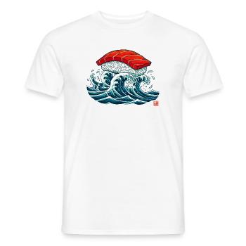 Sushi Nigiri auf Ozeanwellen-Kunst - Männer T-Shirt - Weiß - Vorne - AI Model Male 178 dark (178cm)